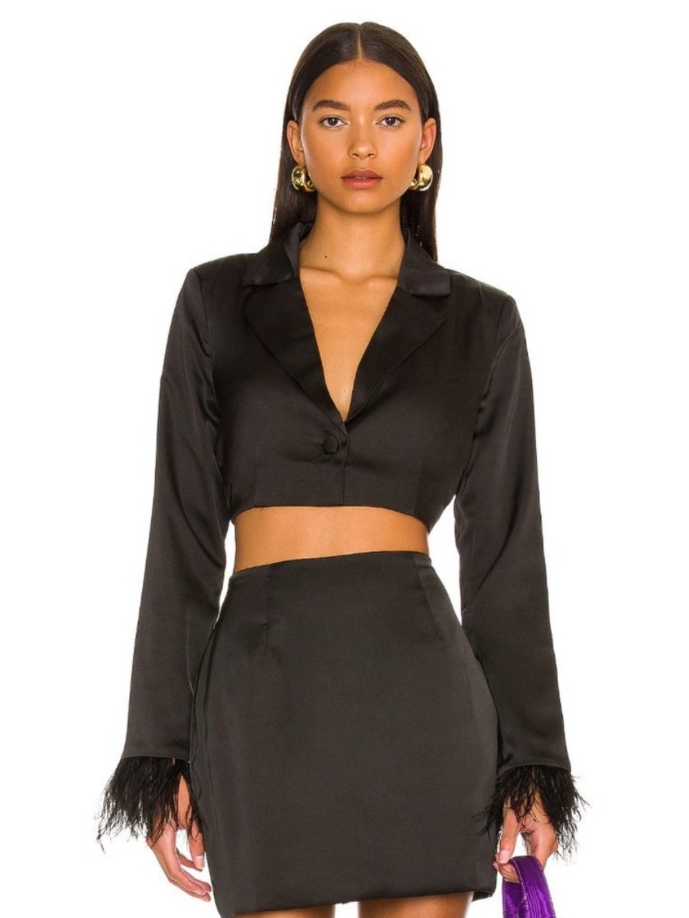Revolve MORE TO COME Julia Blazer Top in Black Size S